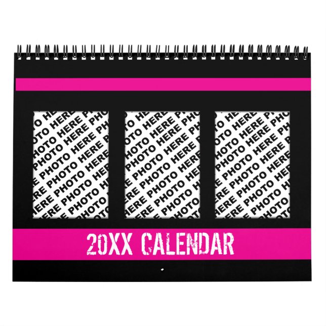 Add 34 Photos In One Calendar Pink Black (Cover)