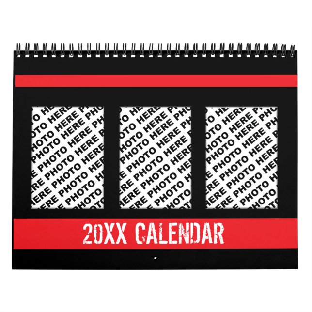 Add 34 Photos In One Calendar Red Black (Cover)