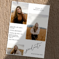 Add 3 Photo Modern Script Graduation Invitation