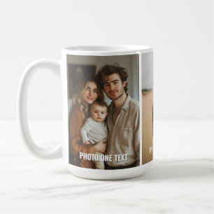 Add 3 Photos and Text - Simple Collage - Minimal Coffee Mug