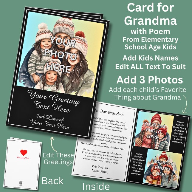 Add 3 Photo's for Grandmother, Poem from Kids Card (Creator Uploaded)