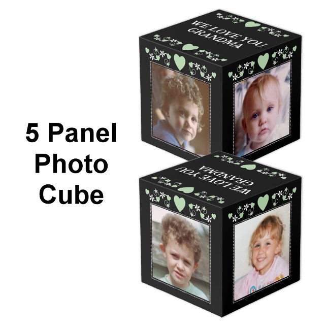 Add 4 images we love you grandma black green cube (Creator Uploaded)