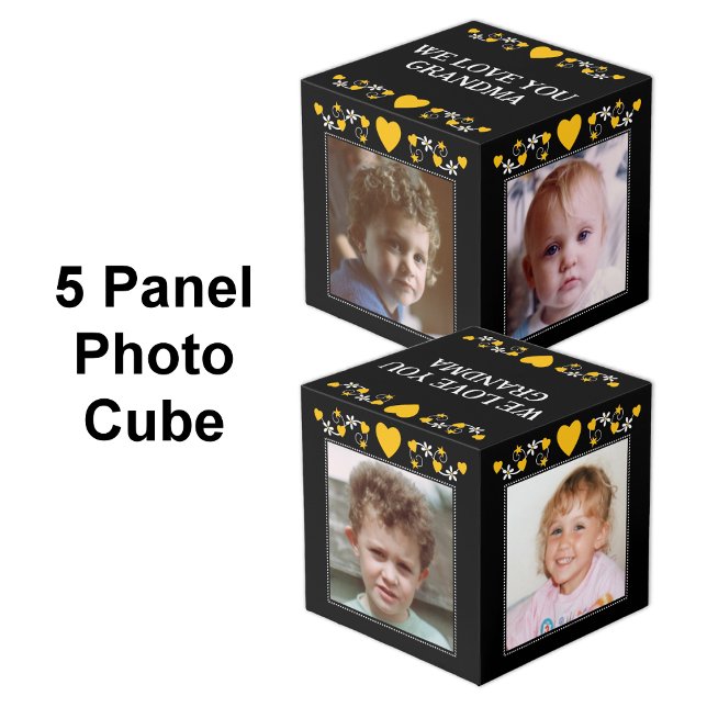 Add 4 images we love you grandma black yellow cube (Creator Uploaded)