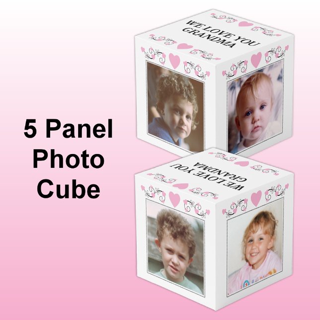 Add 4 images we love you grandma pink cube (Creator Uploaded)