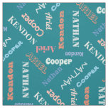 Add 4 Kids or Pet&#39;s Names Custom Teal By The Yard Fabric