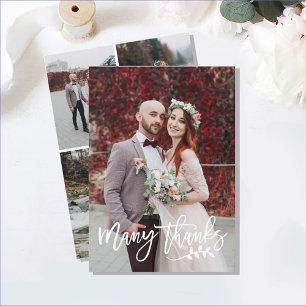 Add 4 Photo Collage (1+3) Script Wedding Thank You Card