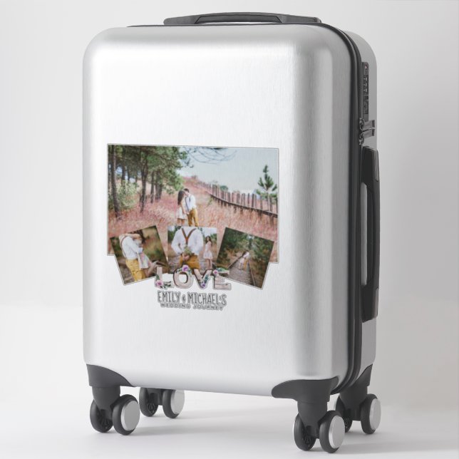 Add 4 PHOTOS Rustic Flower NEWLYWEDS WEDDING (Suitcase)