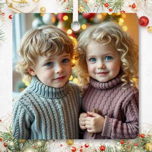 Add a Family Photo to this Personalized Christmas Metal Tree Decoration