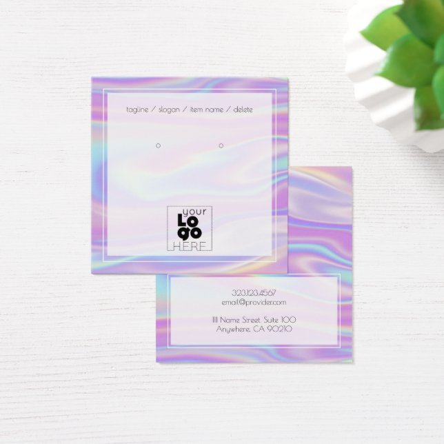 Add A Logo Iridescent Rainbow Earring Display Card (Desk)