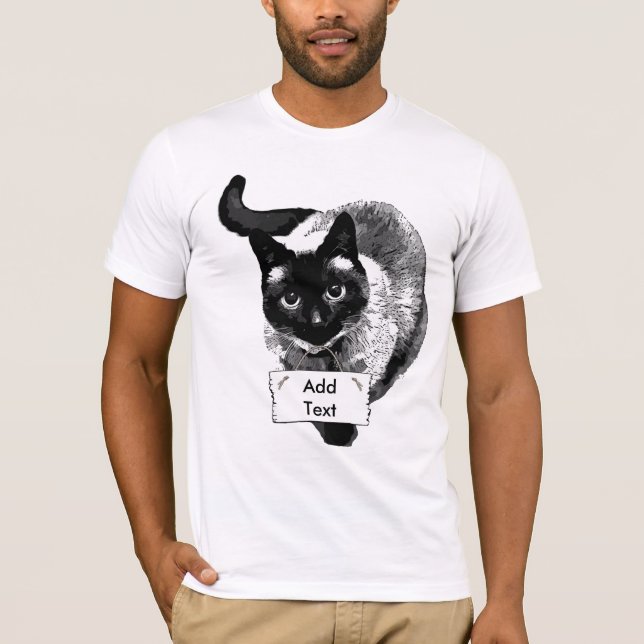 Add a Message to this Funny Cat Holding a Sign T-Shirt (Front)