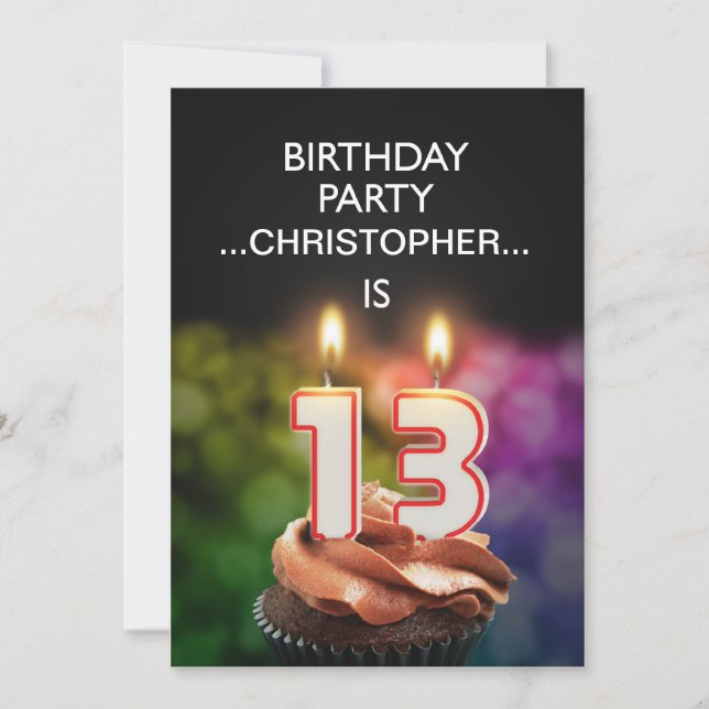 Add a name, 13th Birthday party Invitation (Front)