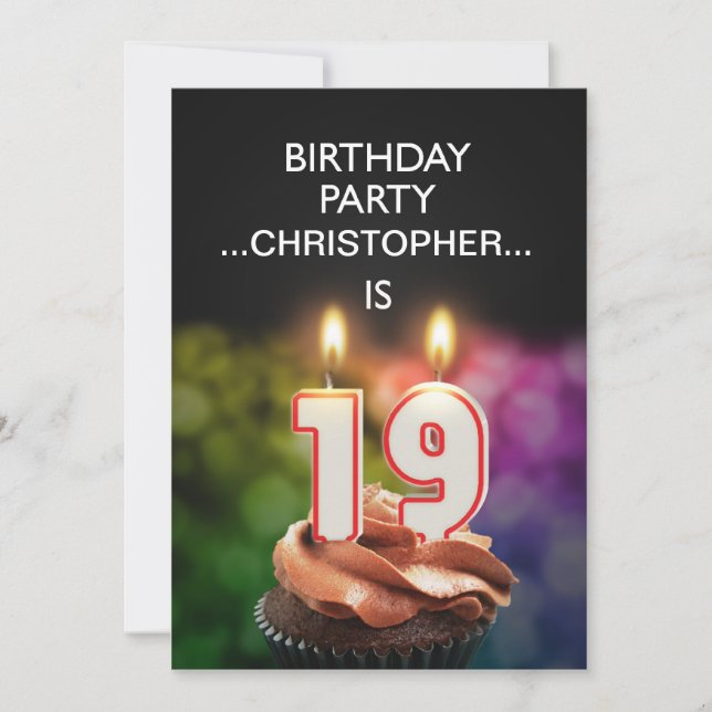 Add a name, 19th Birthday party Invitation (Front)