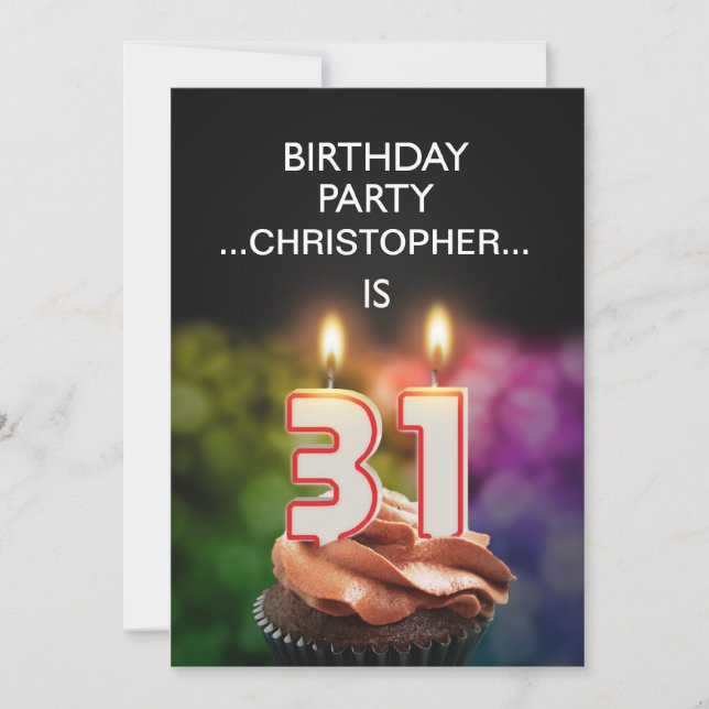 Add a name, 31st Birthday party Invitation (Front)