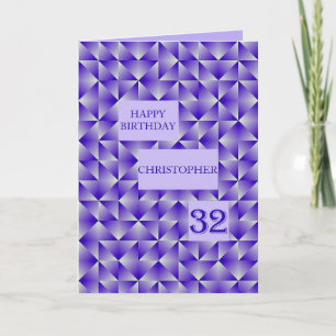 Add a name 32nd Birthday with Purple Shapes Card