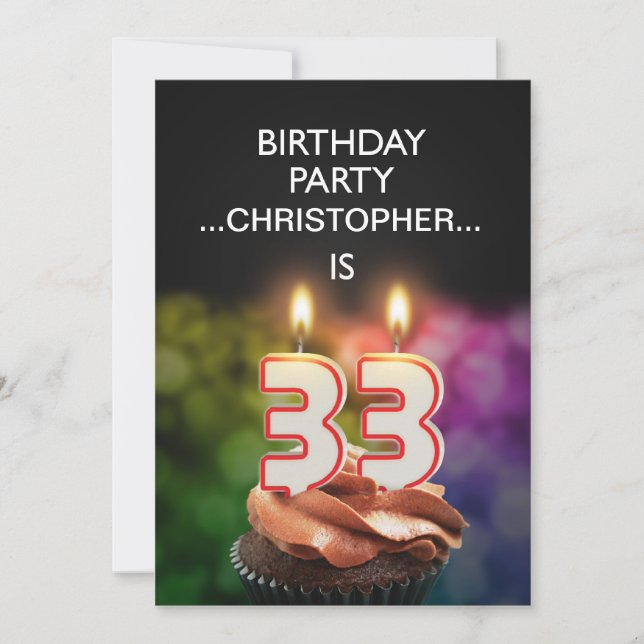 Add a name, 33rd Birthday party Invitation (Front)
