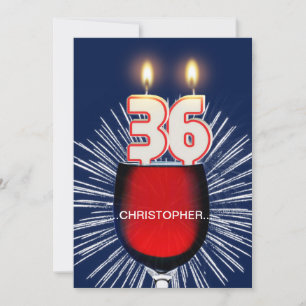 Add a name, 36th Birthday party Invitation, wine Invitation