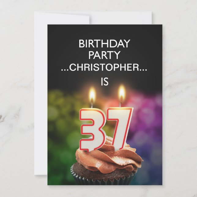 Add a name, 37th Birthday party Invitation (Front)