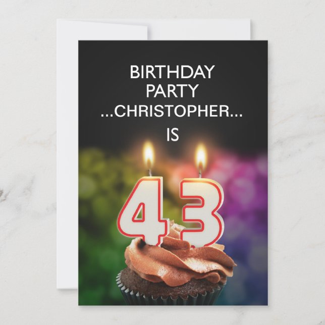 Add a name, 43rd Birthday party Invitation (Front)
