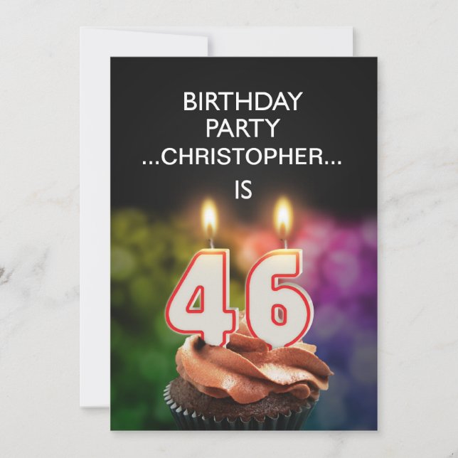 Add a name, 46th Birthday party Invitation (Front)