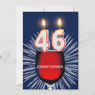 Add a name, 46th Birthday party Invitation, wine Invitation