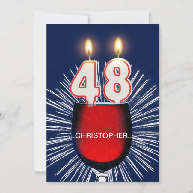 Add a name, 48th Birthday party Invitation, wine Invitation (Front)