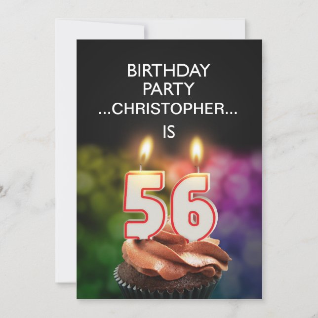 Add a name, 56th Birthday party Invitation (Front)