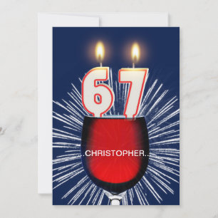 Add a name, 67th Birthday party Invitation, wine Invitation
