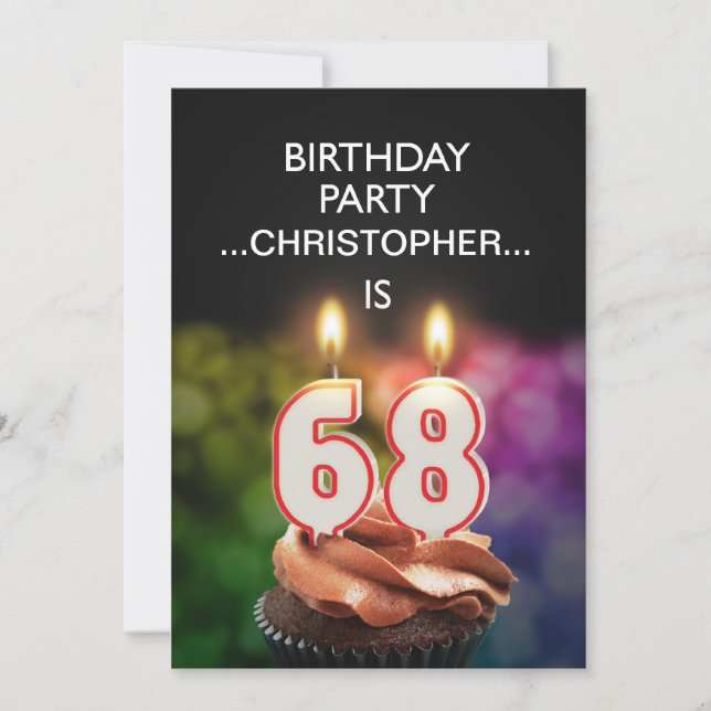Add a name, 68th Birthday party Invitation (Front)