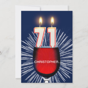 Add a name, 71st Birthday party Invitation, wine Invitation
