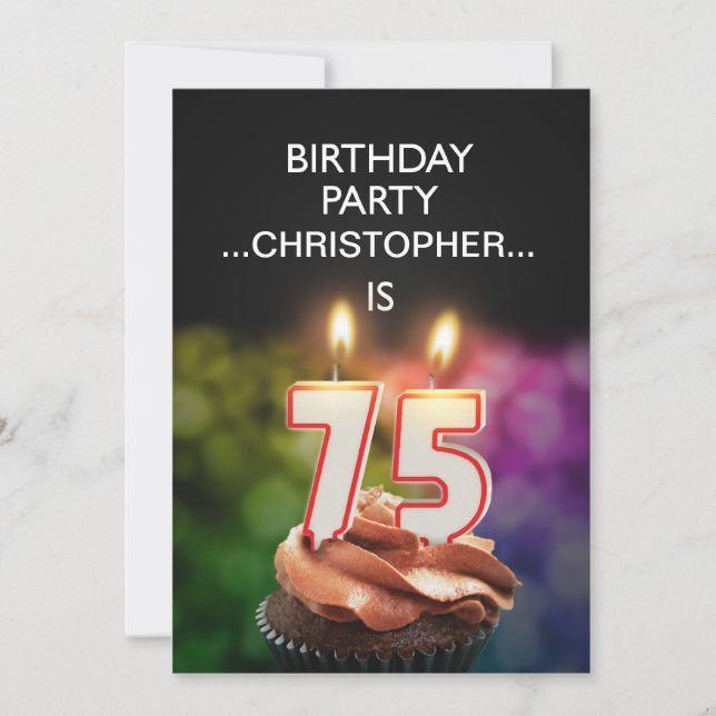 Add a name, 75th Birthday party Invitation (Front)