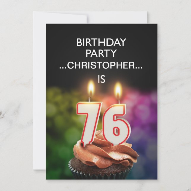Add a name, 76th Birthday party Invitation (Front)