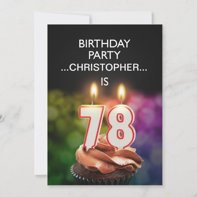 Add a name, 78th Birthday party Invitation (Front)