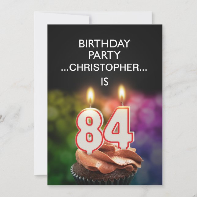 Add a name, 84th Birthday party Invitation (Front)
