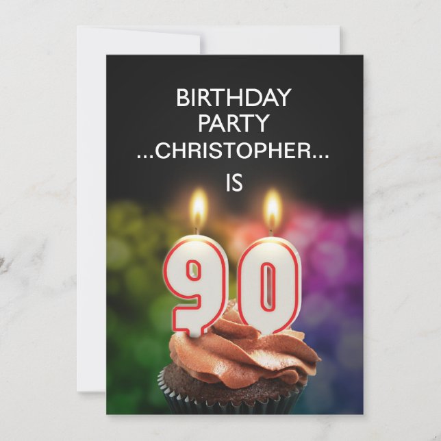Add a name, 90th Birthday party Invitation (Front)