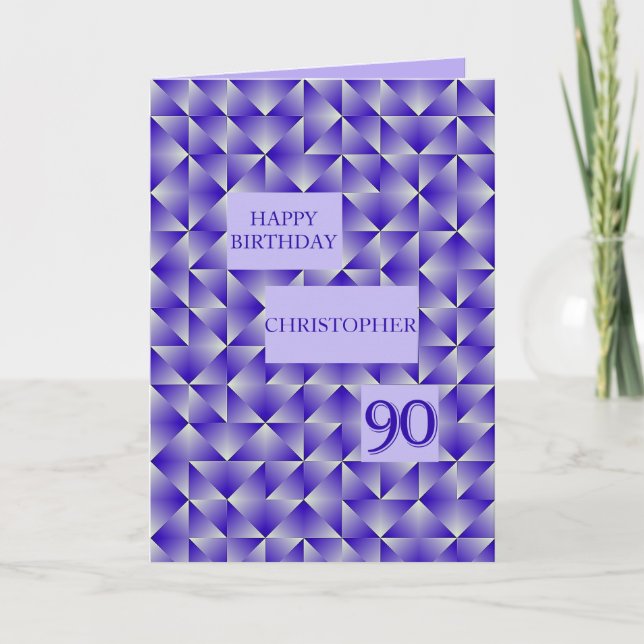 Add a name 90th Birthday with Purple Shapes Card (Front)
