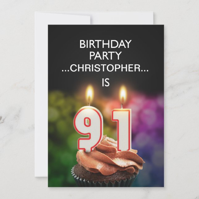 Add a name, 91st Birthday party Invitation (Front)