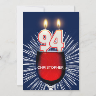 Add a name, 94th Birthday party Invitation, wine Invitation
