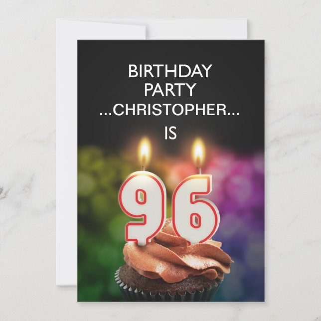 Add a name, 96th Birthday party Invitation (Front)