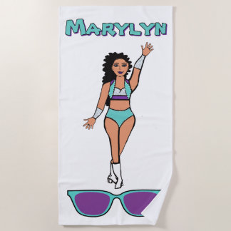 Add A Name  Beach Towel Aqua Purple