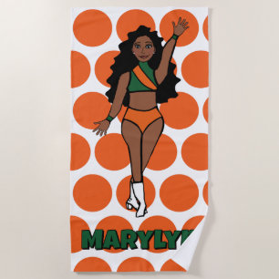 Add A Name  Beach Towel Green /Orange