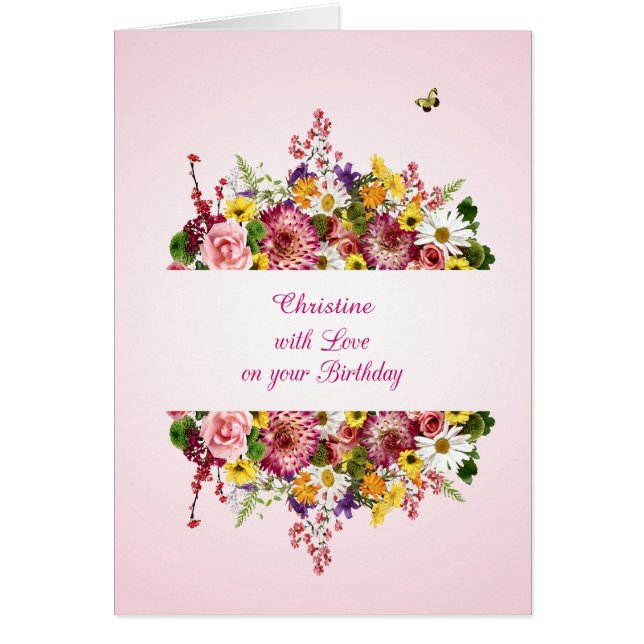 Add A Name Birthday Beautiful Bouquet  (Front)