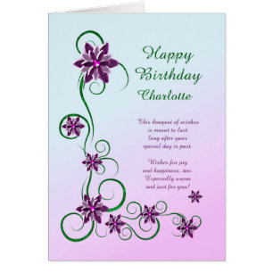 Add A Name Birthday with Scrolls and Flowers 