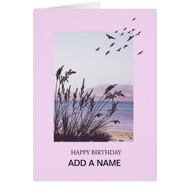Add a Name birthday with seaside scene (Front)