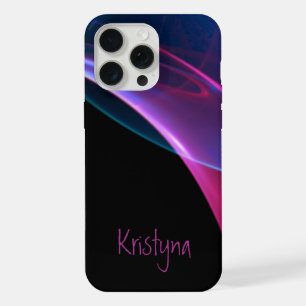 Add A Name Black Wispy Magent Blue Abstract iPhone 15 Pro Max Case