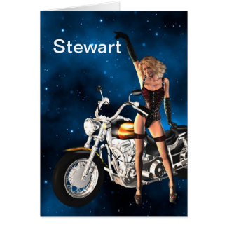 Add a name card with a motorbike