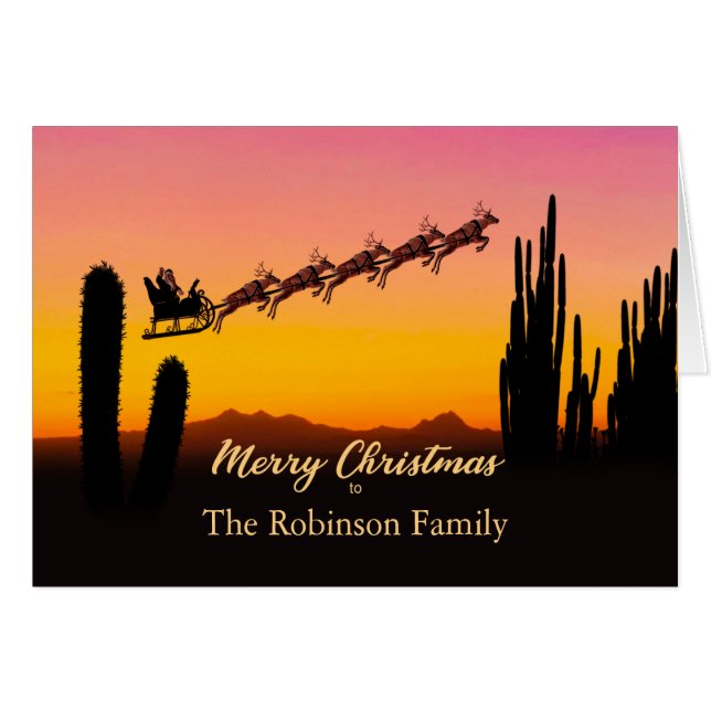 Add A Name Christmas Santa Over Desert (Front Horizontal)