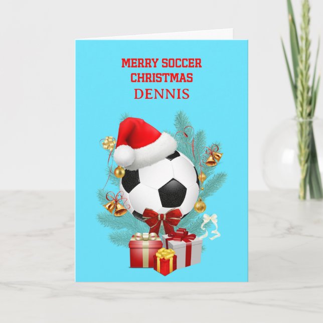 Add A Name Christmas Soccer Holiday Card (Front)