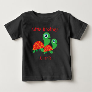Add a Name Customised Turtles Little Brother Baby T-Shirt