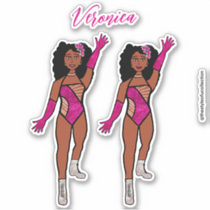 Add a Name Dancer Sticker Fuchsia & Diamonds A