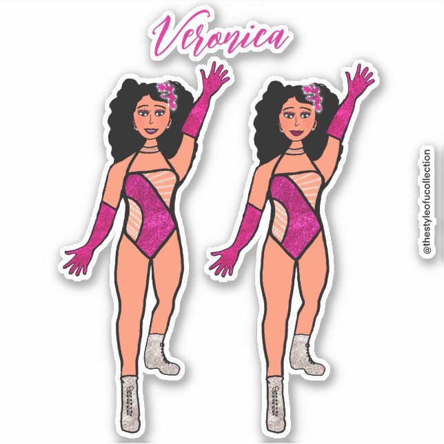 Add a Name Dancer Sticker Fuchsia & Diamonds B (Front)